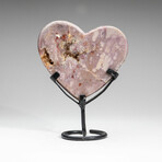 Genuine Strawberry Quartz Heart on Metal Stand