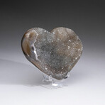 Genuine Quartz Crystal Clustered Heart with Acrylic Display Stand v.2