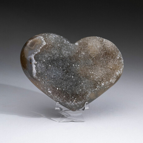 Genuine Quartz Crystal Clustered Heart with Acrylic Display Stand v.2