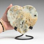 Genuine Dendritic Agate Heart on Metal Stand