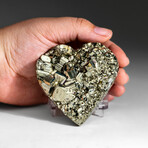Genuine Pyrite Heart with Acrylic Display Stand v.1