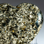Genuine Pyrite Heart with Acrylic Display Stand v.2