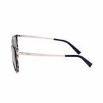 Men's SF218S Sunglasses // Blue + Striped Gray + Silver Matte