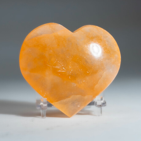 Genuine Natural Orange Selenite Heart with Velvet Pouch