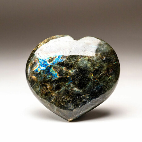 Genuine Polished Labradorite Heart with acrylic display stand