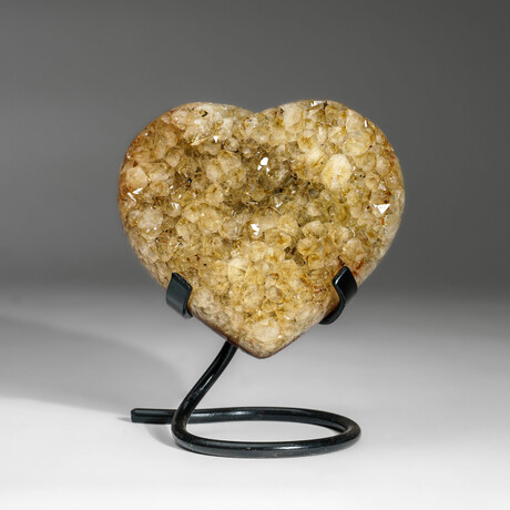 Genuine Citrine Crystal Clustered Heart on Metal Stand v.2