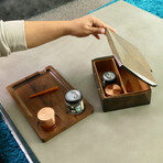 Stash & Roll Combo // Black Walnut Classic Rolling Tray + Red Oak Decorative Box