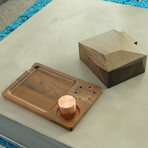 Stash & Roll Combo // Black Walnut Classic Rolling Tray + Red Oak Decorative Box