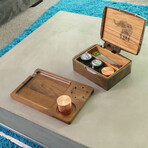Stash & Roll Combo // Black Walnut Classic Rolling Tray + Red Oak Decorative Box
