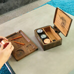 Stash & Roll Combo // Black Walnut Classic Rolling Tray + Red Oak Decorative Box