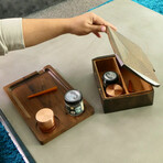Stash & Roll Combo // Black Walnut Classic Rolling Tray + Red Oak Decorative Box