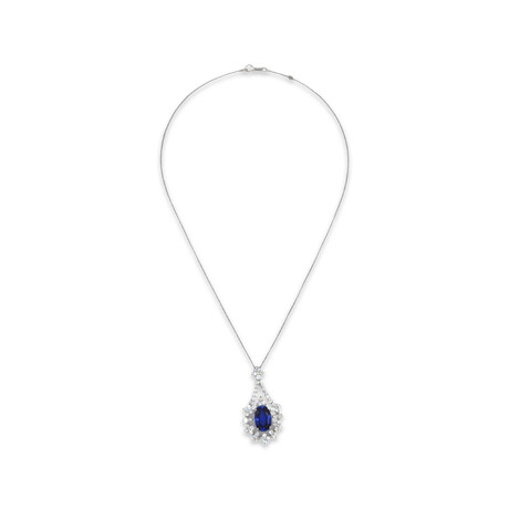 Platinum Diamond + Sapphire Necklace // 16" // Pre-Owned