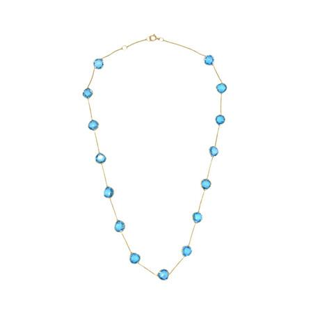 18K Yellow Gold + Blue Topaz Necklace // 18" // Pre-Owned