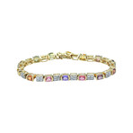 14K Yellow Gold Diamond + Sapphire Bracelet // 7" // Pre-Owned