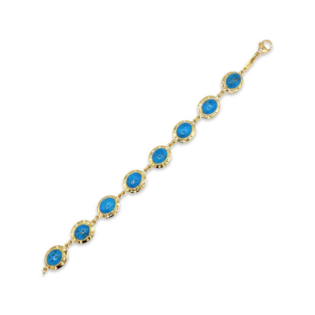 18K Yellow Gold Turquoise Bracelet // 7.25" // Pre-Owned