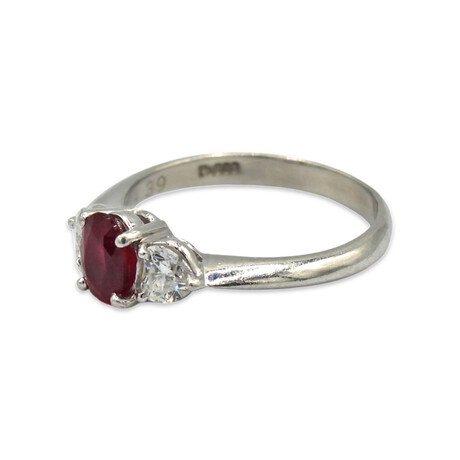 Platinum Diamond + Ruby Ring // Ring Size: 5.75 // Pre-Owned