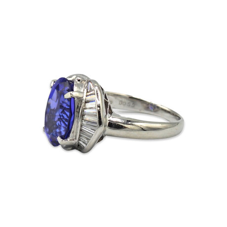 Platinum Diamond + Tanzanite Ring // Ring Size: 6.5 // Pre-Owned