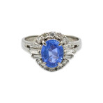 Platinum Diamond + Sapphire Ring // Ring Size: 5.75 // Pre-Owned