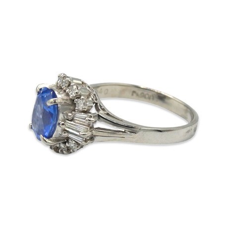 Platinum Diamond + Sapphire Ring // Ring Size: 5.75 // Pre-Owned