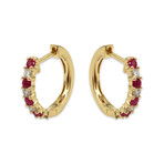 14K Yellow Gold Diamond + Ruby Earrings // Pre-Owned