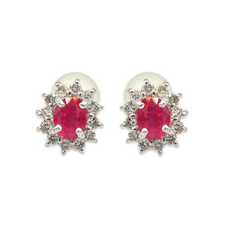Platinum Diamond + Ruby Earrings // Pre-Owned