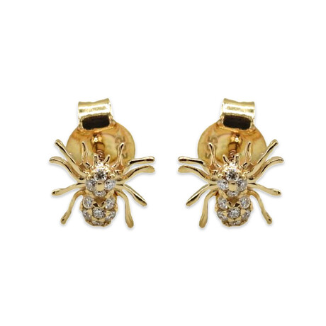 14K Yellow Gold Diamond Spider Earrings // Pre-Owned