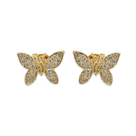 14K Yellow Gold Diamond Butterfly Earrings // Pre-Owned
