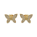 14K Yellow Gold Diamond Butterfly Earrings // Pre-Owned