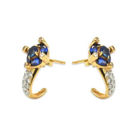 14K Yellow Gold Diamond + Sapphire Earrings // Pre-Owned