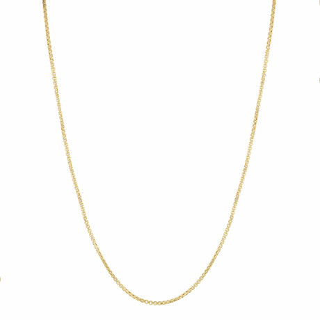 Round Box Link Chain Necklace 10K Gold // 1mm (16")