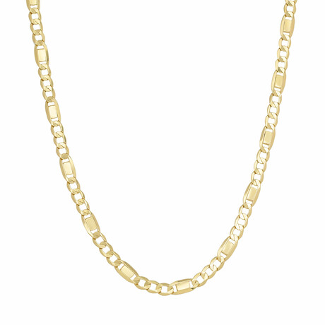 Men's Mariner Bar Curb Link Chain 14k Gold // 22"