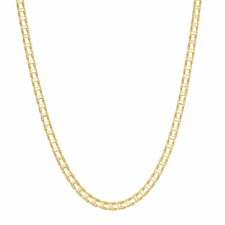 Men's Railroad Italian Necklace 14k Gold // 20"