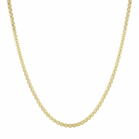 Round Box Link Chain Necklace 10K Gold // 3mm (18")