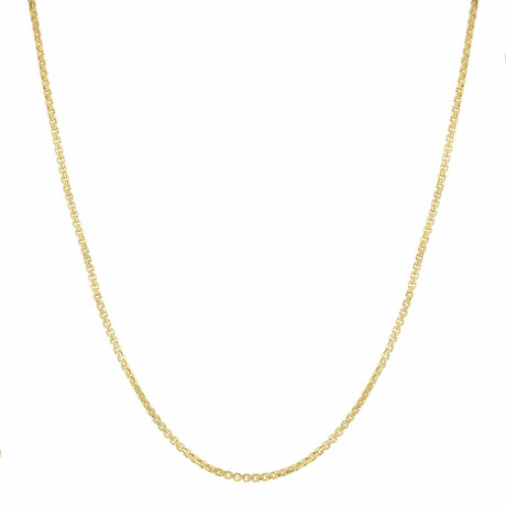 Round Box Link Chain Necklace 10K Gold // 2mm (16")