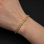 Men's Railroad Italian Bracelet 14k Gold // 8.5"