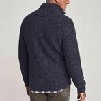 Cashmere Wool Waffle 1/4 Button // Denim Melange (S)