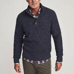 Cashmere Wool Waffle 1/4 Button // Denim Melange (S)