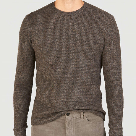 Cashmere Wool Waffle Crew // Walnut Melange (XS)