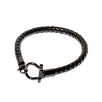 Jean Claude Jewelry // D Clamp Leather + Stainless Steel Bracelet // Black