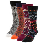 Cross And Flake Zig Zag Boot Socks // 4 Packs