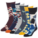 Fractal Umbrella Crew Socks // Pack of 6