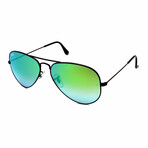 Men's Aviator RB3025-2-4J Sunglasses // Black + Green