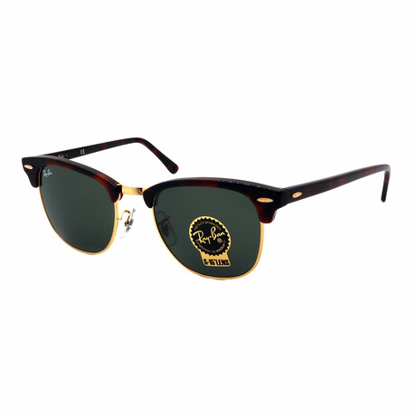 Ray-Ban Unisex RB3016-W0366 Clubmaster Sunglasses // Havana + Gold + Green