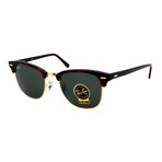 Ray-Ban // Unisex RB3016-W0366 Clubmaster Sunglasses // Havana + Gold + Green