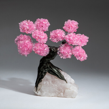 The Eternal Love Tree // Custom Genuine Rose Quartz Clustered Gemstone Tree on Rose Quartz Matrix v.1