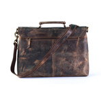 Vintage Retro Buffalo Leather Briefcase // 15" // Brown