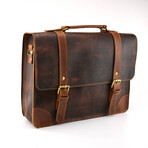 Everyday Designer Laptop Satchel Leather Bag // 15"// Brown