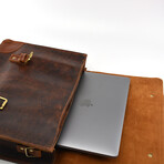 Everyday Designer Laptop Satchel Leather Bag // 15"// Brown