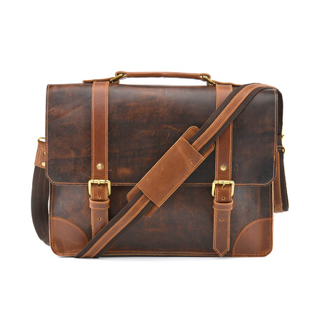 Everyday Designer Laptop Satchel Leather Bag // 15"// Brown