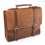 Everyday Designer Laptop Satchel Leather Bag // 15"// Tan